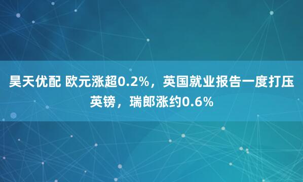 昊天优配 欧元涨超0.2%，英国就业报告一度打压英镑，瑞郎涨约0.6%